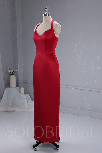 Maroon Satin Bridesmaid Dress