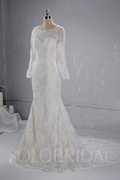 Champagne Wedding Dress with Ivory Lace overlayed