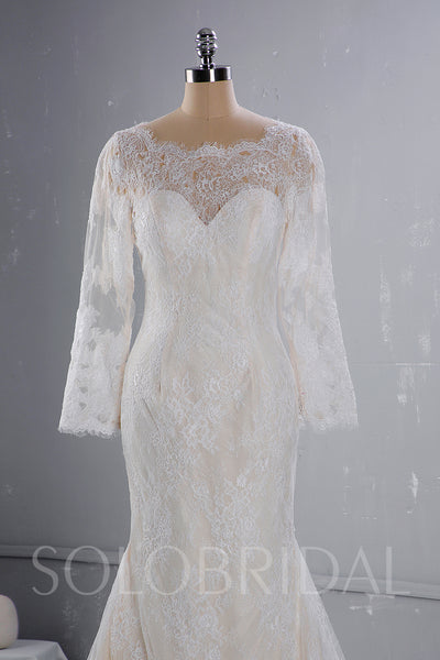 Champagne Wedding Dress with Ivory Lace overlayed
