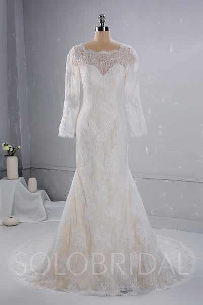 Champagne Wedding Dress with Ivory Lace overlayed