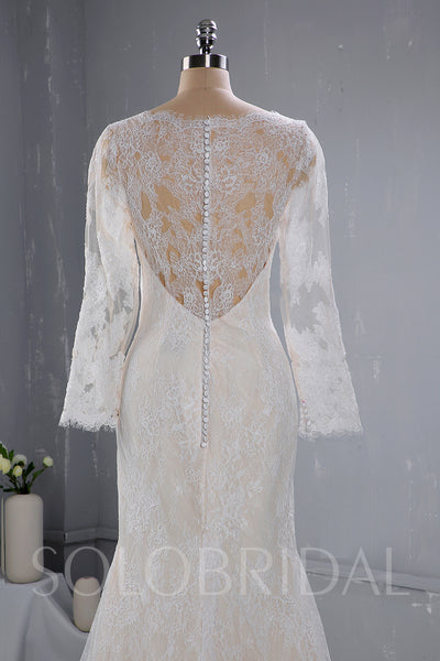 Champagne Wedding Dress with Ivory Lace overlayed