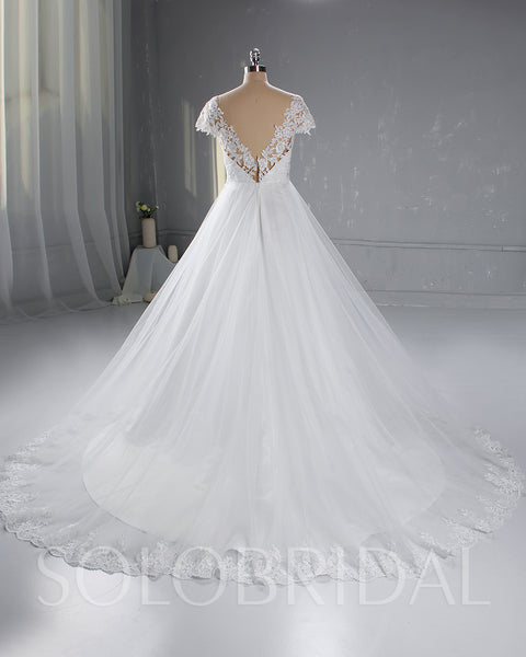 Ivory A Line Wedding Dress with Cathedral Train