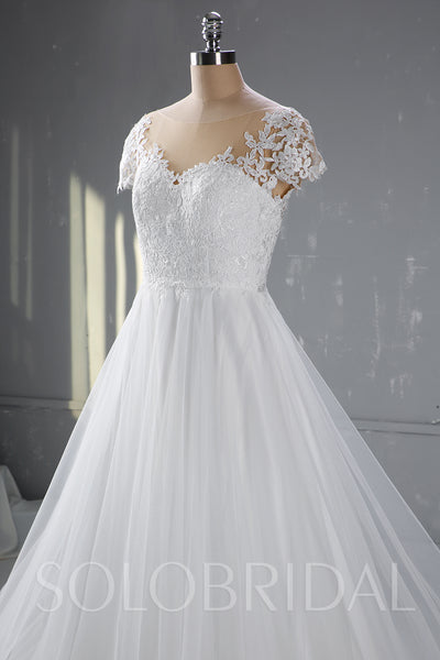 Ivory A Line Wedding Dress with Cathedral Train