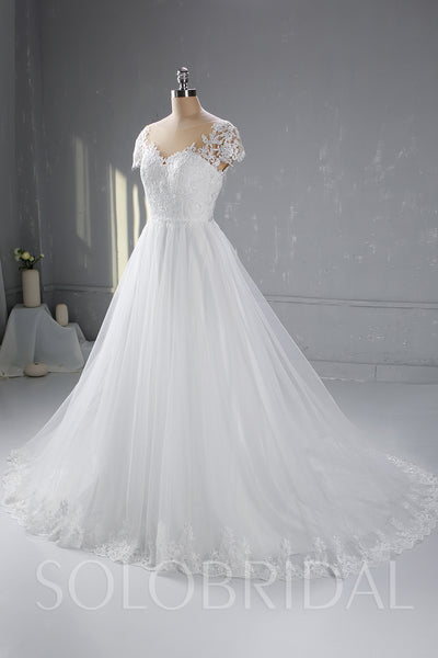 Ivory A Line Wedding Dress with Cathedral Train