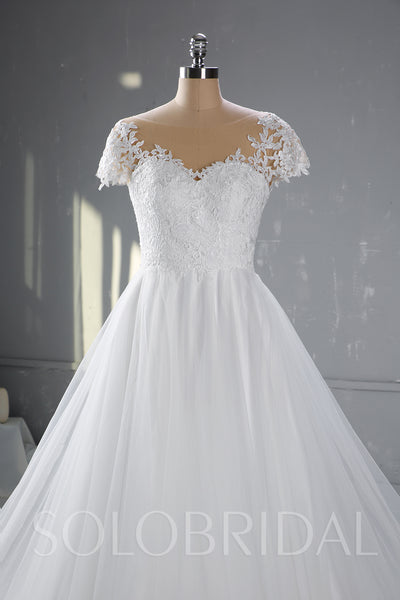 Ivory A Line Wedding Dress with Cathedral Train