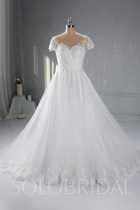 Ivory A Line Wedding Dress with Cathedral Train