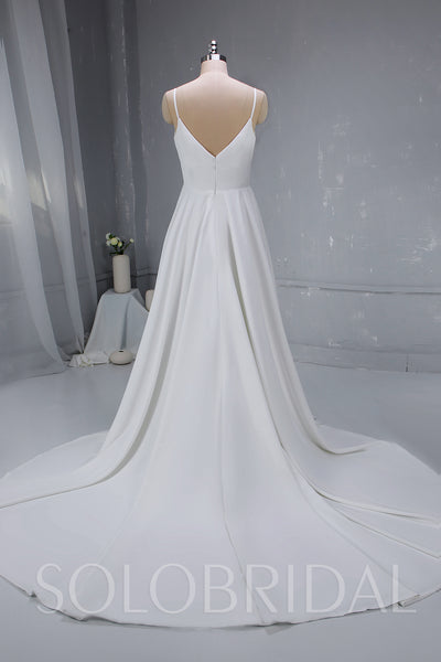 Chic Crepe Satin Wedding Dress with Open Neckline