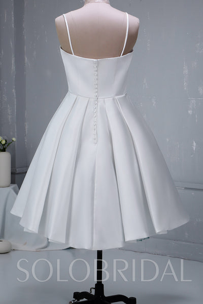 Ivory Short Satin Wedding Dress with Diamond Buttons