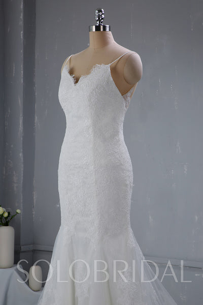 Light Ivory Wedding Dress with Fitted Thin Straps