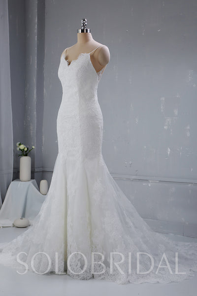 Light Ivory Wedding Dress with Fitted Thin Straps