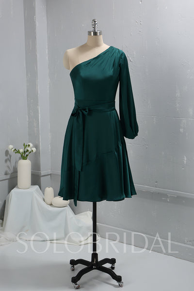 Green Knee Length Bridesmaid Dress