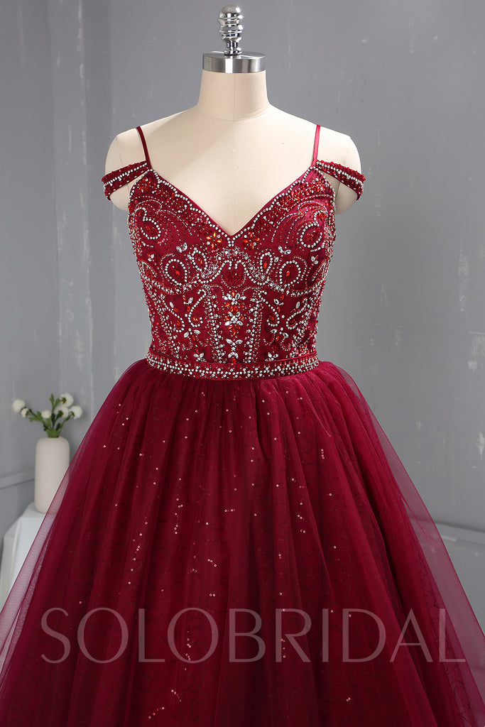 Red Ball Gown Prom Party Dresses Long Elegant Women Quinceanera Dress Heavy  Beaded Crystal Deep Long Sleeve Sweet 16 Dresses - Quinceanera Dresses -  AliExpress