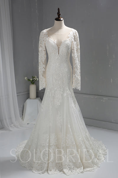 Long Sleeve Sparkling Lace Wedding Dress