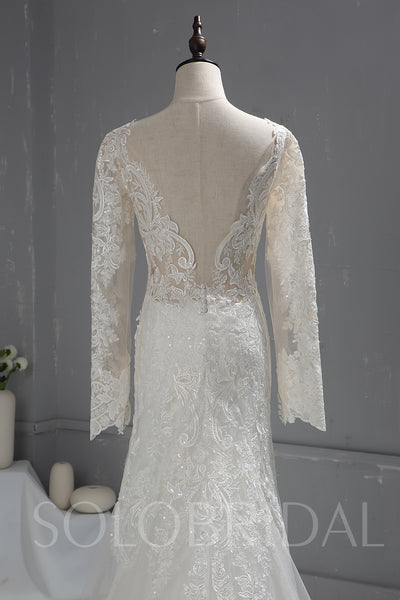 Long Sleeve Sparkling Lace Wedding Dress