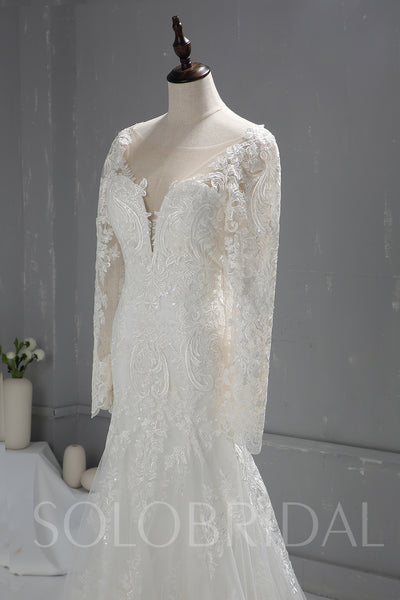 Long Sleeve Sparkling Lace Wedding Dress