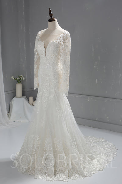 Long Sleeve Sparkling Lace Wedding Dress