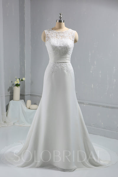 Ivory Chiffon Small A Line Sleeveless Wedding Dress