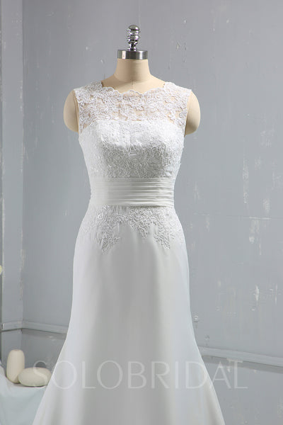 Ivory Chiffon Small A Line Sleeveless Wedding Dress