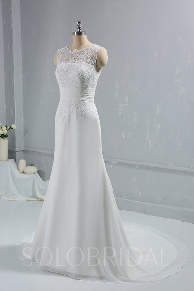 Ivory Chiffon Small A Line Sleeveless Wedding Dress