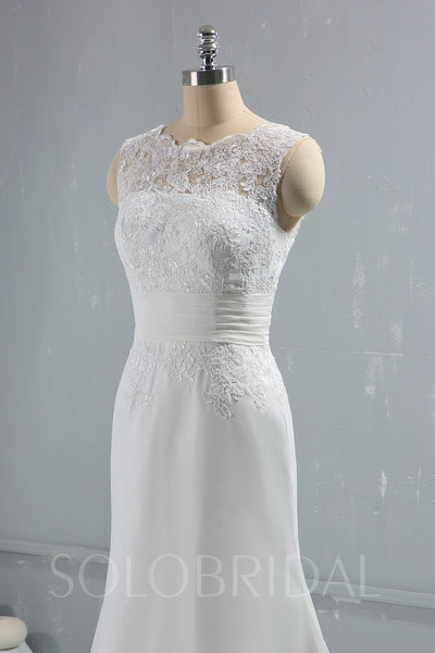 Ivory Chiffon Small A Line Sleeveless Wedding Dress