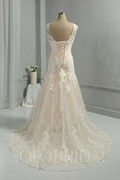 Champagne Mermaid Wedding Dress with Court Train