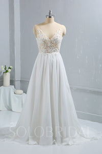Chiffon Wedding Dress with Beaded Lace