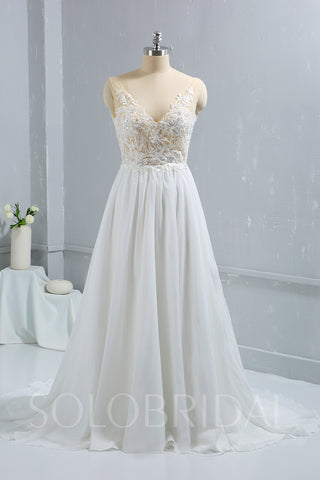 Chiffon Wedding Dress with Beaded Lace