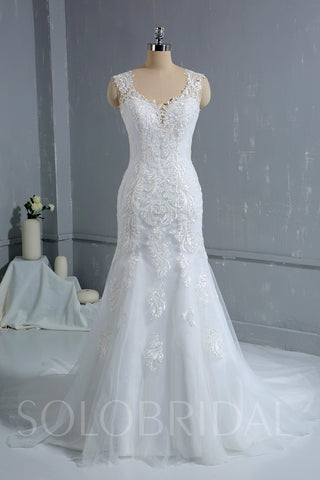 Lace Sheath Column Wedding Dress with Straps