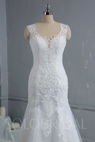 Lace Sheath Column Wedding Dress with Straps