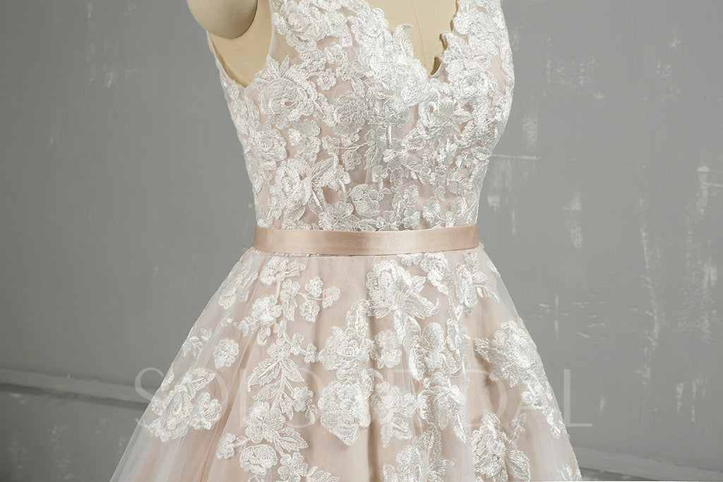 Solobridal - Blush A Line Ivory New Cotton Lace Wedding Dress – SoloBridal