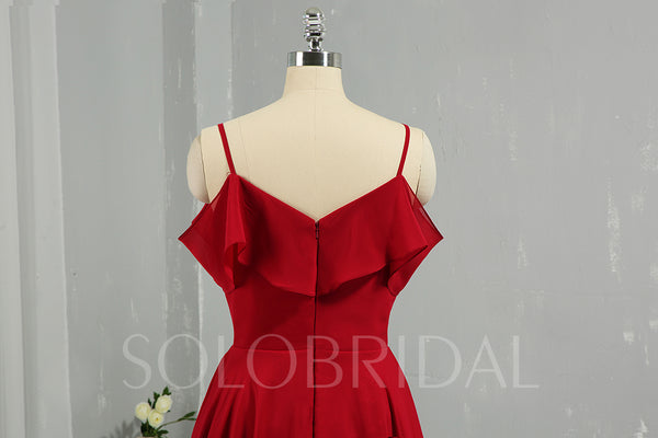 Burgundy Knee Length Chiffon Bridesmaid Dress