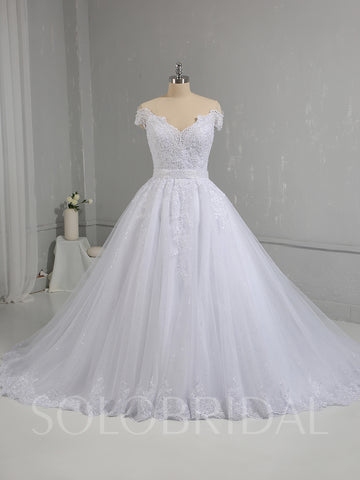 White Sparkling Tulle Skirt Off Shoulder Wedding Dress