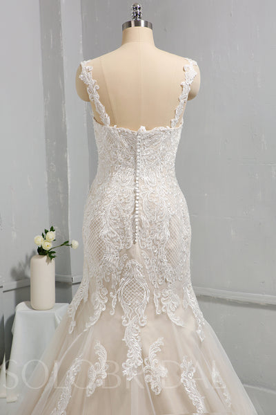 Lace Mermaid Wedding Dress with Straps