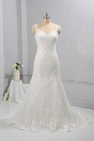 Ivory Fitted Mermaid Wedding Dress with Thin Lace Straps