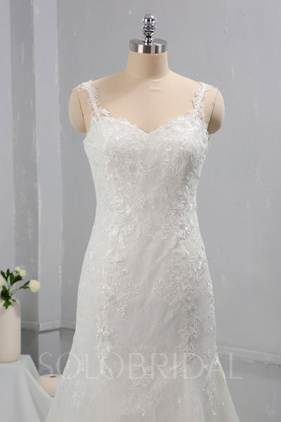 Ivory Fitted Mermaid Wedding Dress with Thin Lace Straps