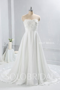Ivory Silk Chiffon Light Summer Wedding Dress with Nice Volume Skirt
