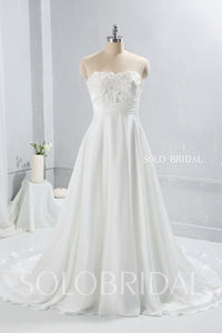 Ivory Silk Chiffon Light Summer Wedding Dress with Nice Volume Skirt