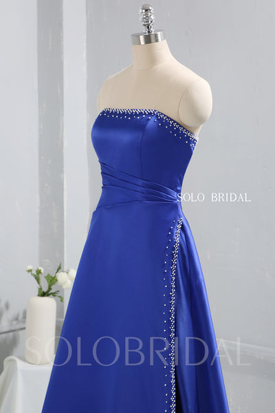 Royal Blue Bridesmaid dress with Satin Sewn Pearls