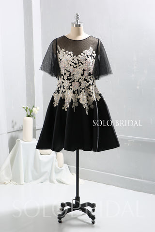 Black Embroidered Tulle Mother of Bride / Maid of Honor Dress