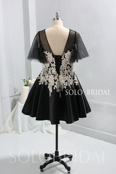 Black Embroidered Tulle Mother of Bride / Maid of Honor Dress