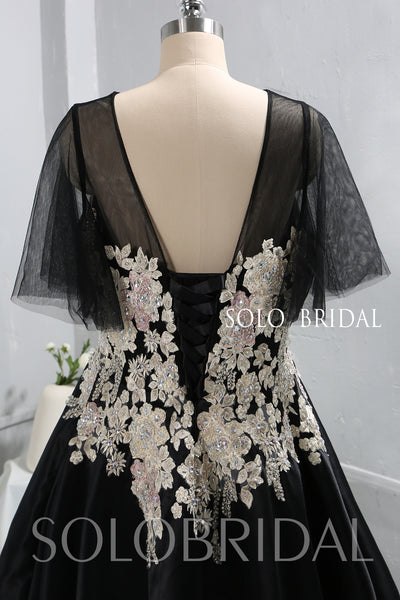 Black Embroidered Tulle Mother of Bride / Maid of Honor Dress