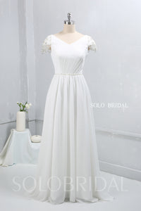 Ivory Chiffon Small A Line Wedding Dress
