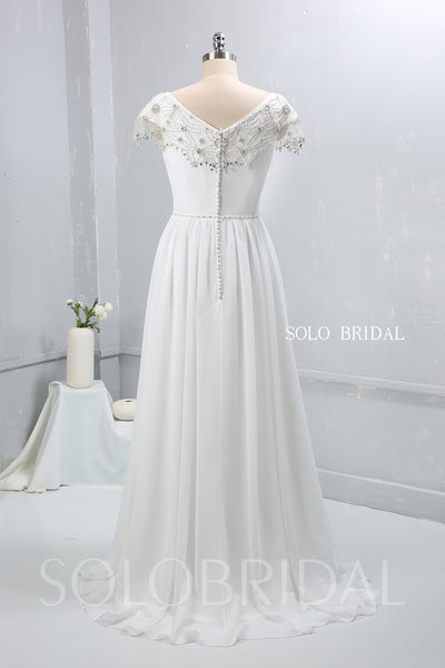 Ivory Chiffon Small A Line Wedding Dress