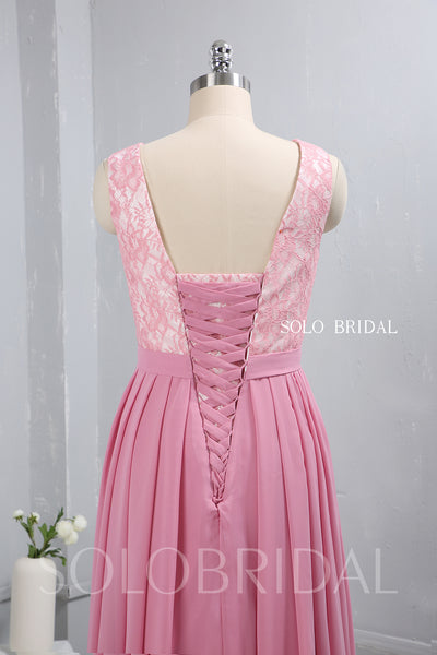 Pink Pleated Chiffon Bridesmaid Dress