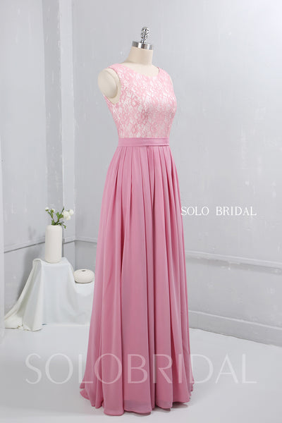Pink Pleated Chiffon Bridesmaid Dress