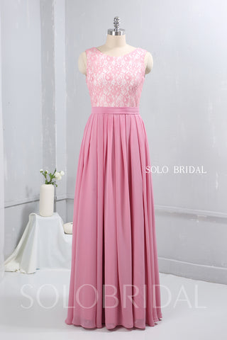Pink Pleated Chiffon Bridesmaid Dress