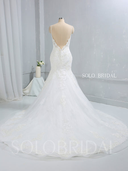 Light Ivory Sweatheart Mermaid Wedding Dress with Cathedral Train