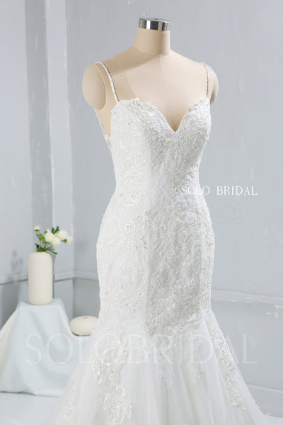 Light Ivory Sweatheart Mermaid Wedding Dress with Cathedral Train