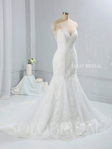 Light Ivory Sweatheart Mermaid Wedding Dress with Cathedral Train