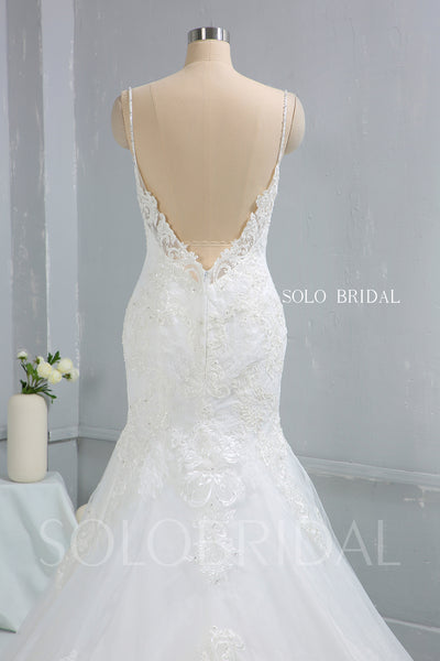 Light Ivory Sweatheart Mermaid Wedding Dress with Cathedral Train